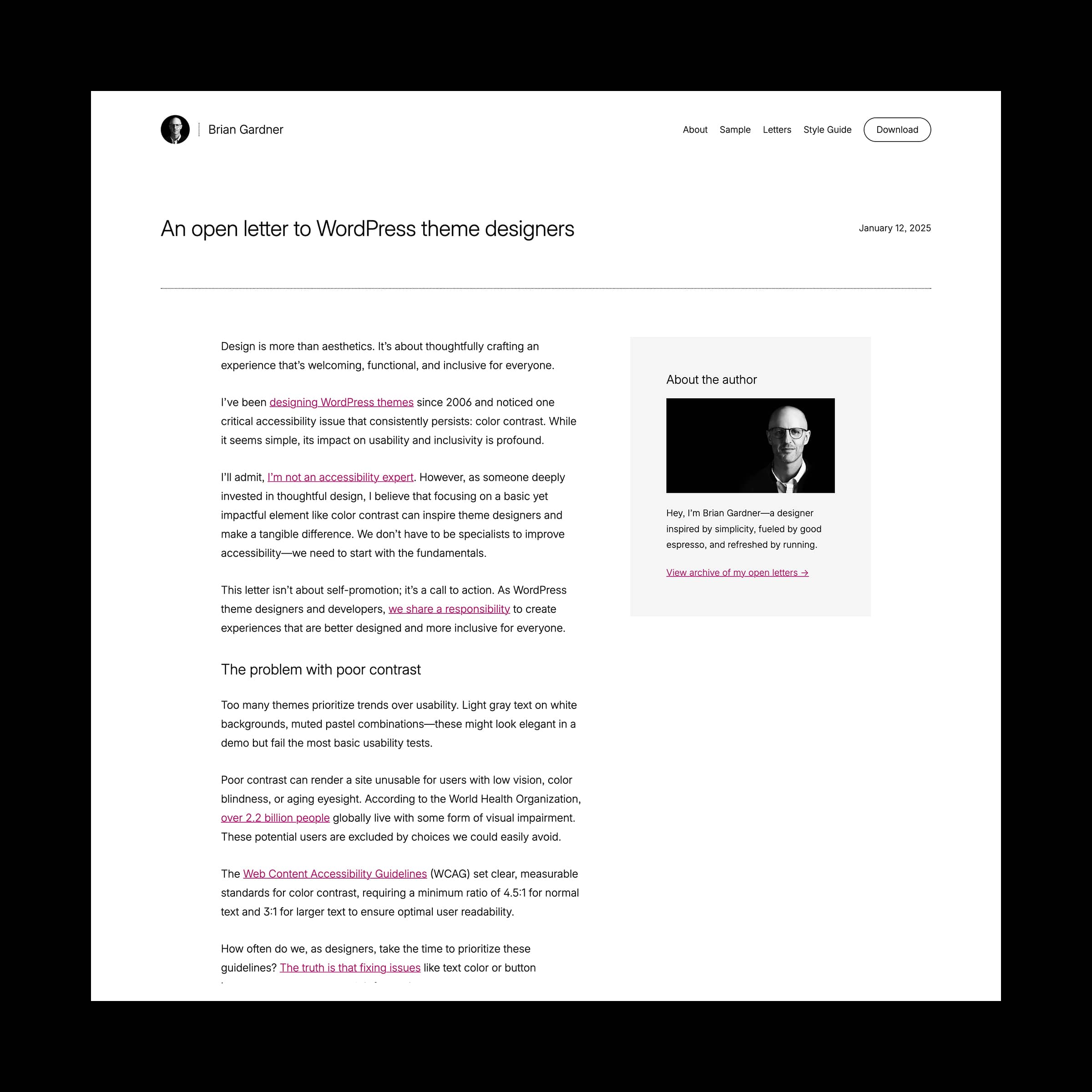 Open Letter WordPress theme screenshot