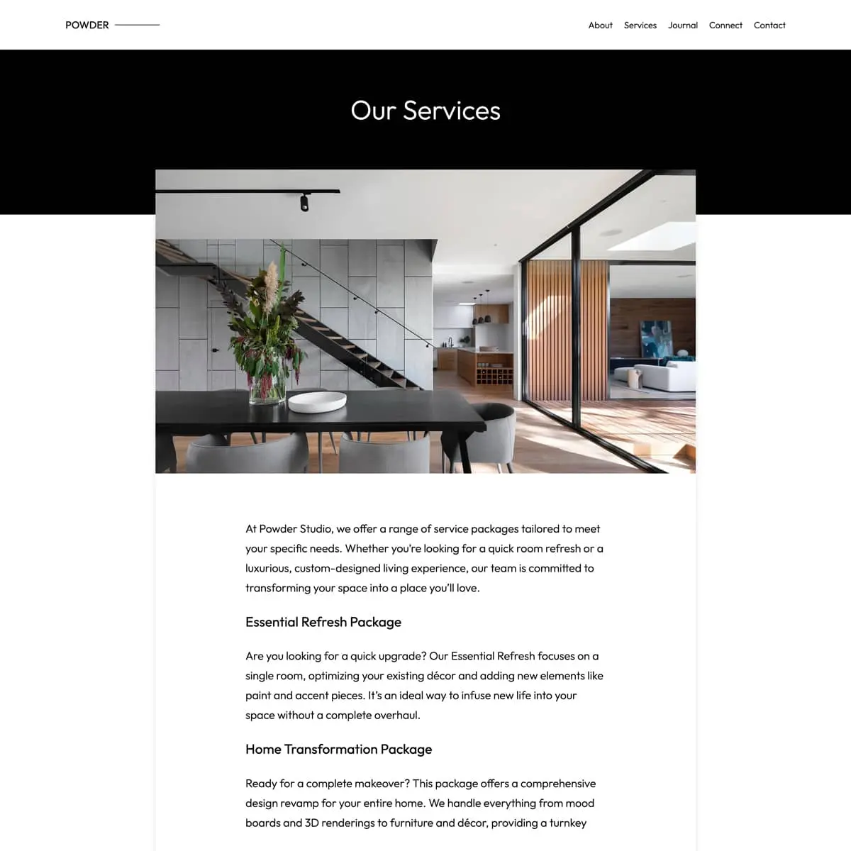 Powder Business WordPress theme services page