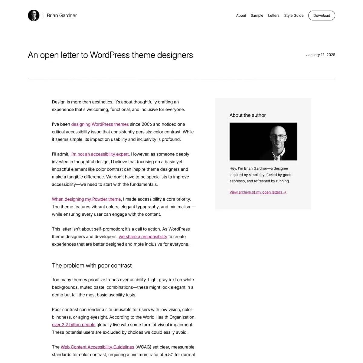 Open Letter WordPress theme screenshot