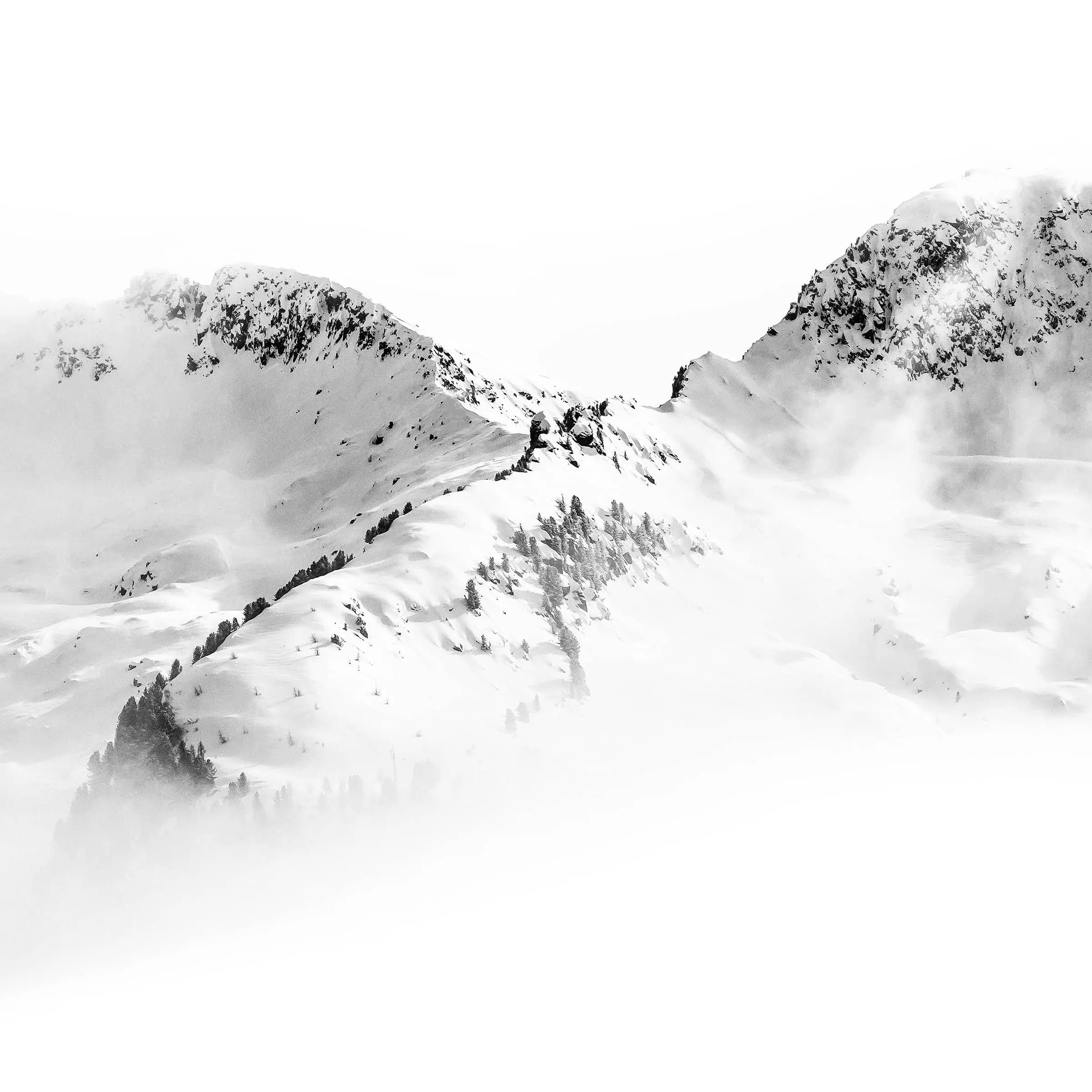 Mountain range with powder