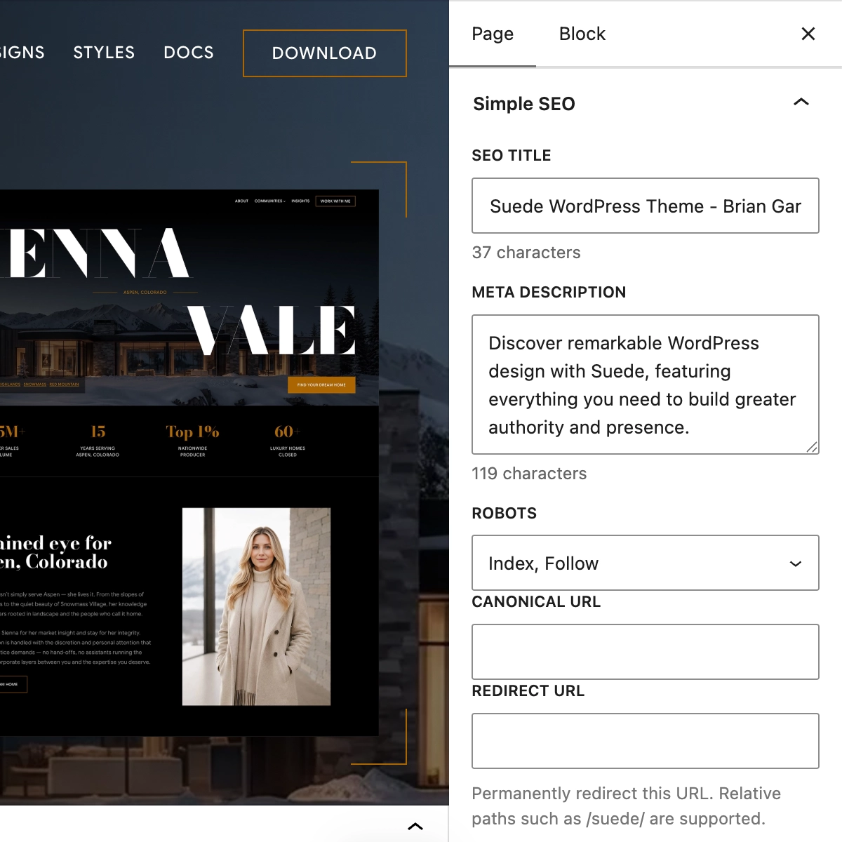 Simple SEO WordPress plugin screenshot